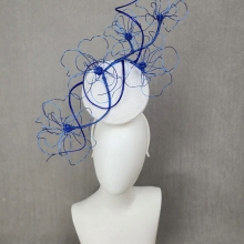 tf5 white beret with blue wire sculpture