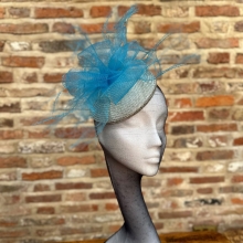 tf7 blue & silver straw beret headpiece